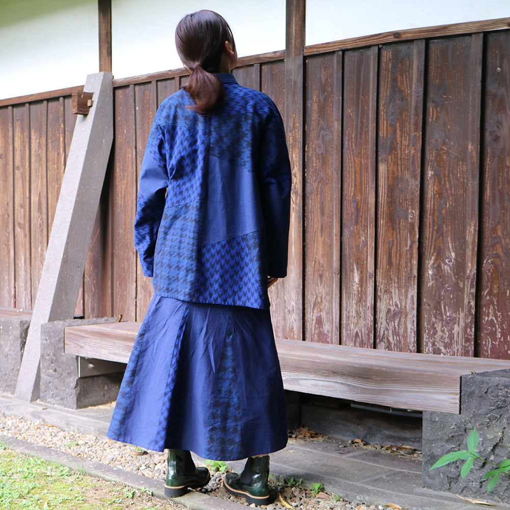 Giemon Giemon Kurume Kasuri Blouse So595 Made in Japan