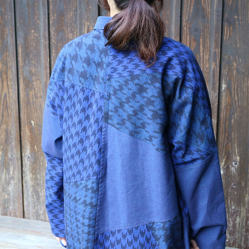 Giemon Giemon Kurume Kasuri Blouse So595 Made in Japan