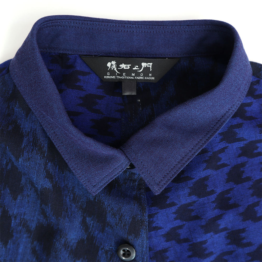 Giemon Giemon Kurume Kasuri Blouse So595 Made in Japan