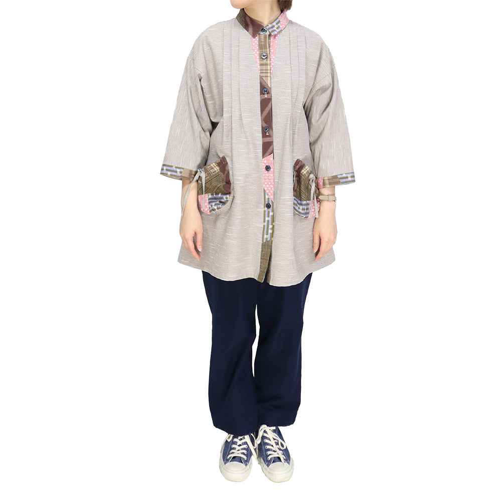 Giemon Giemon Giemon Kurume Kasuri Three-quarter Sleeve Blouse Shi573 Made in Japan Mother's Day [giemonsc]
