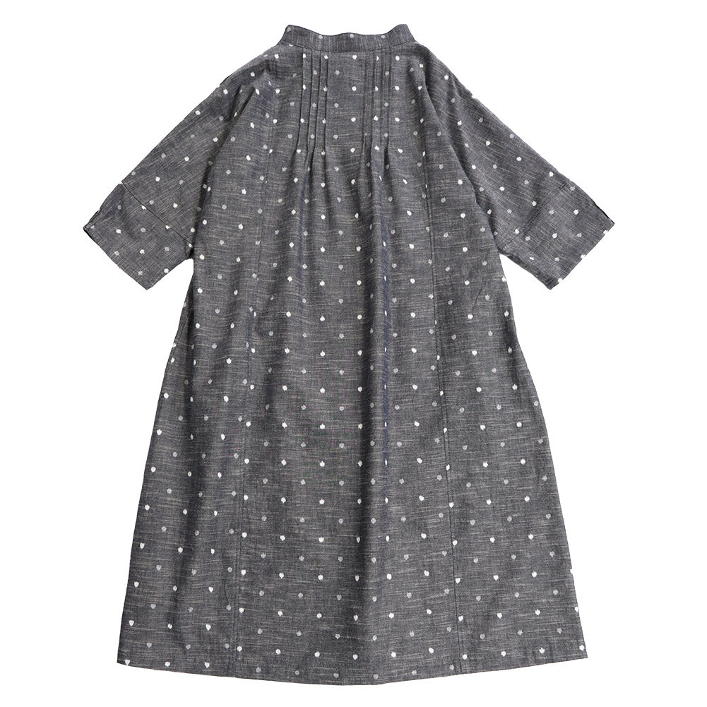 Giemon Giemon Giemon Kurume Kasuri 3/4 Sleeve Dress Size 298 Made in Japan [giemonsc]