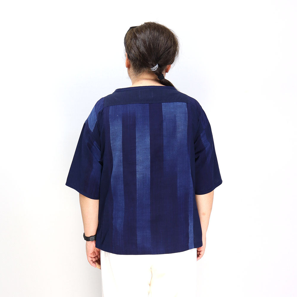 Giemon Giemon Kurume Kasuri Patchwork Blouse SO588 Made in Japan Mother's Day