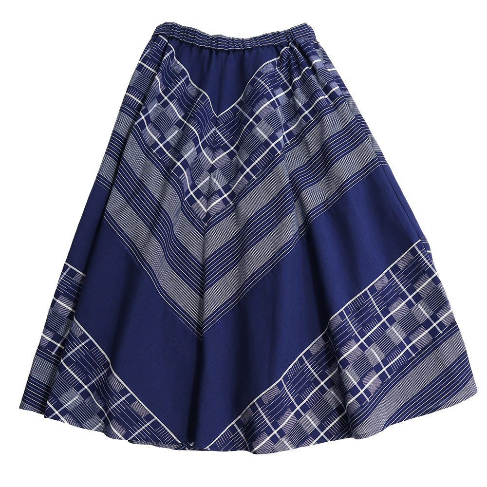Giemon Giemon Giemon Kurume Kasuri Lined Color Switching Skirt Ku936 [2024ss]