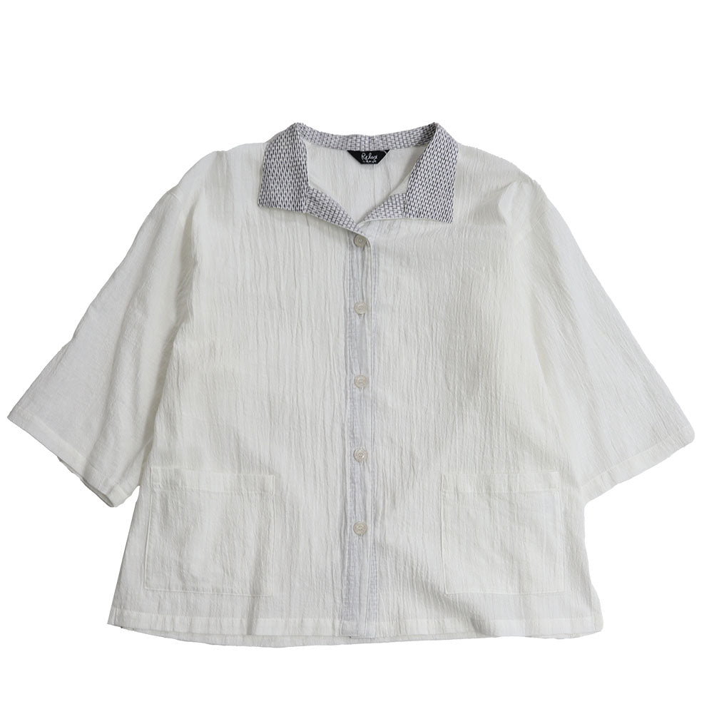 Giemon Giemon 3/4 Sleeve Cool Blouse R5100 with Kurume Kasuri Collar Made in Japan Mother's Day