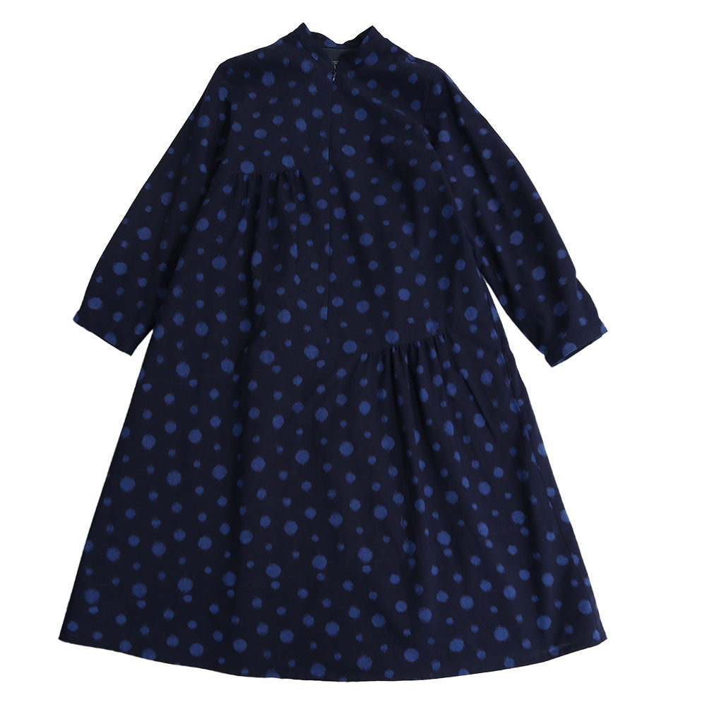 Giemon Giemon Giemon Kurume Kasuri Lined Collarless Dress So293 Made in Japan
