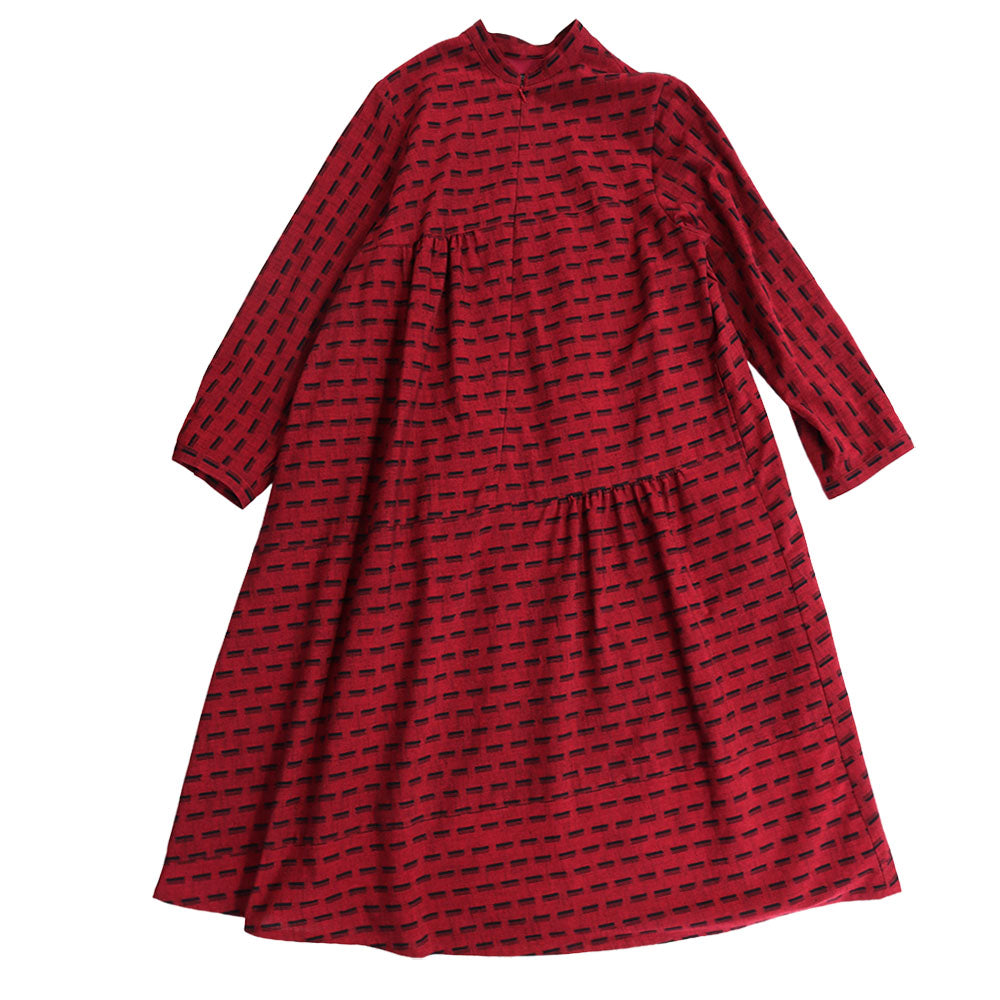 Giemon Giemon Giemon Kurume Kasuri Lined Collarless Dress So293 Made in Japan