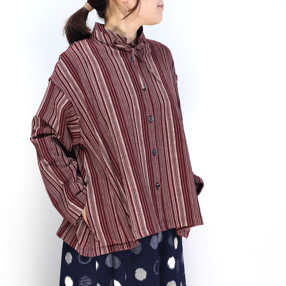 [Pre-order item] Giemon Kurume Kasuri Blouse Ta527 Made in Japan [2024aw]