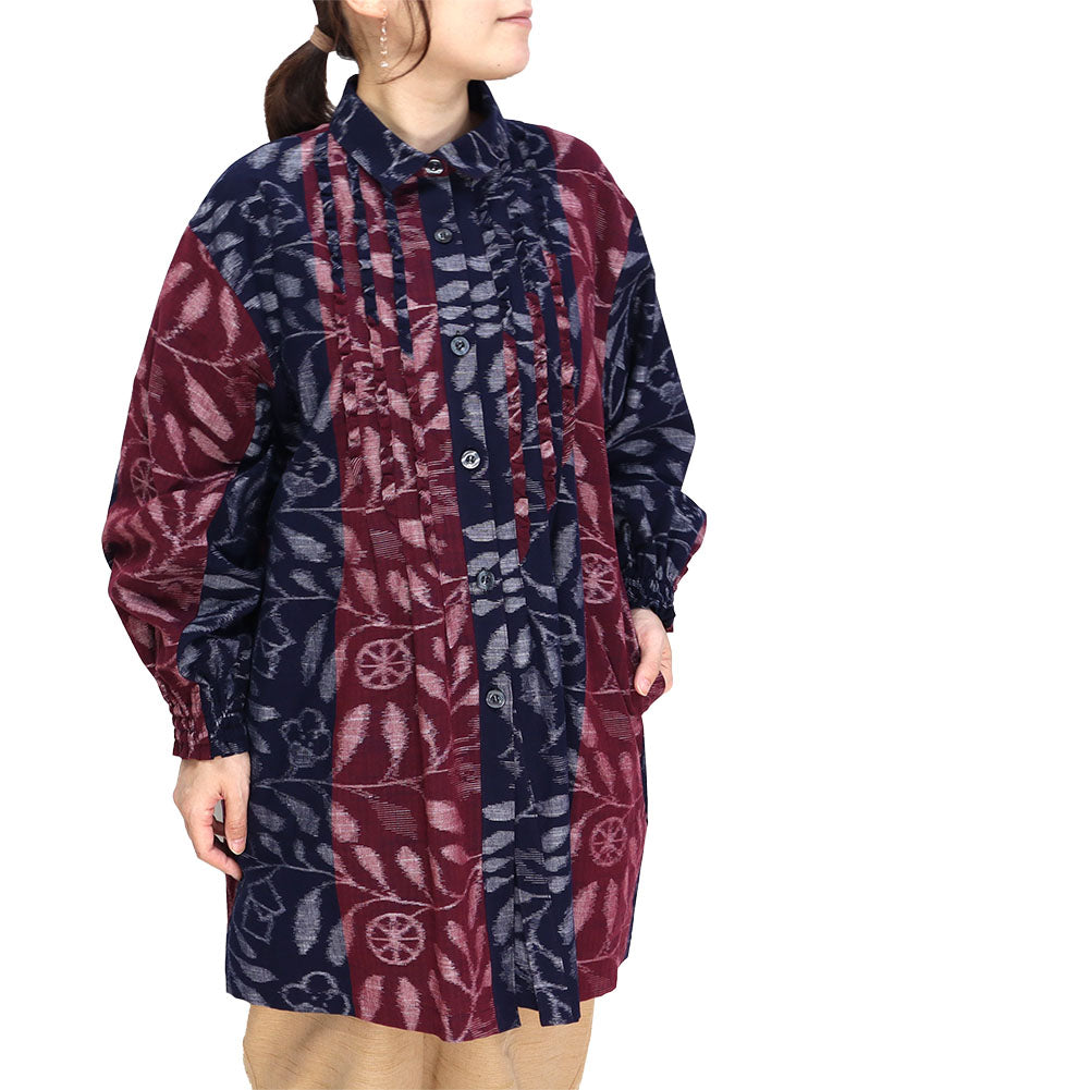 Giemon Kurume Kasuri Blouse Ka586 Giemon Mrs. Giemon Spring/Summer/Autumn/Winter Made in Japan