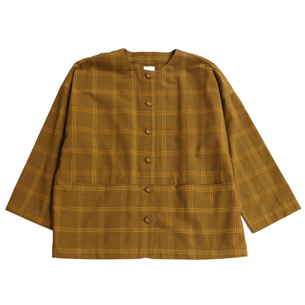 Giemon Kurume Kasuri No-collar Blouse Y5159 Made in Japan [2024aw]