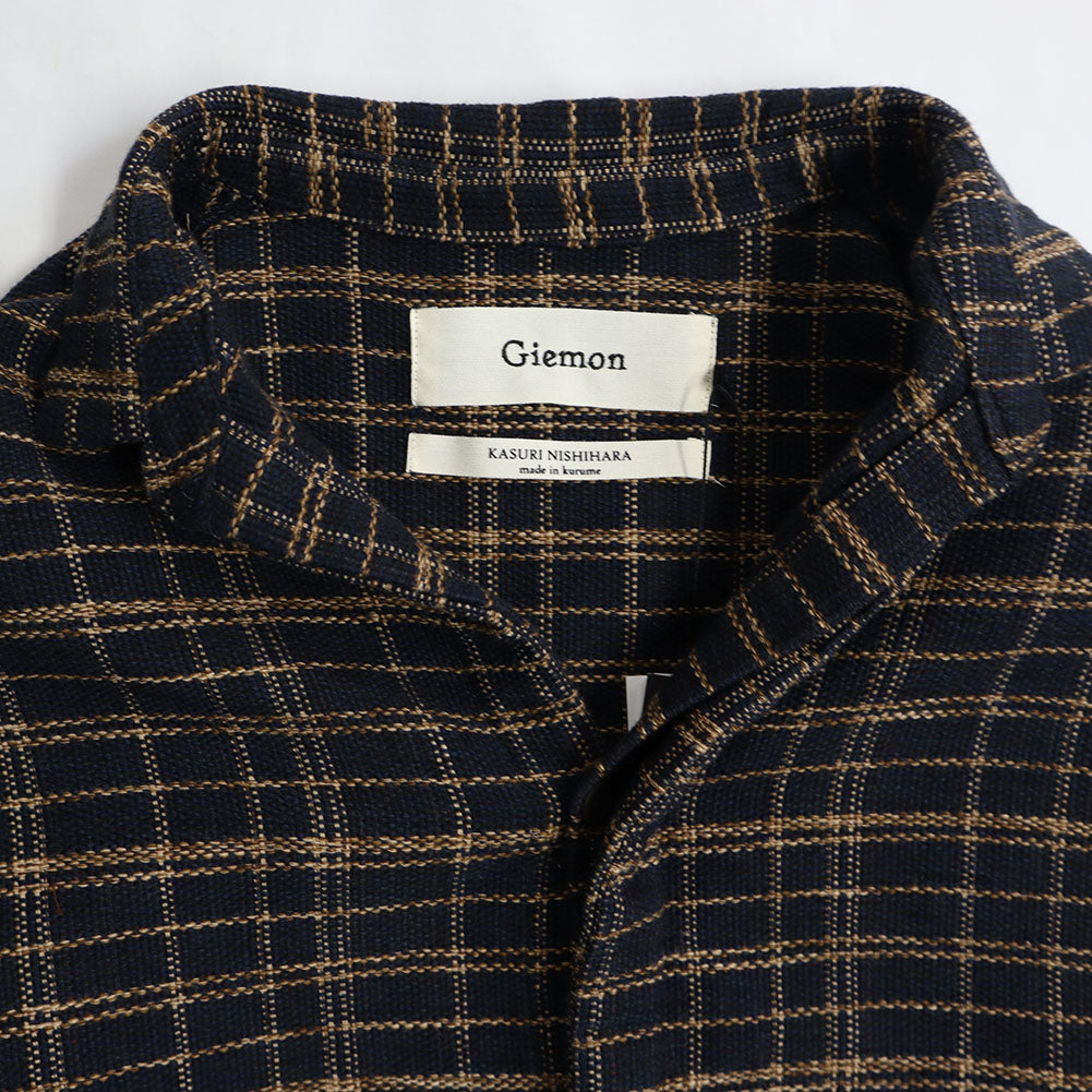 [Pre-order item] Giemon Kurume Kasuri deformed overshirt blouse G519 Made in Japan [2024aw]