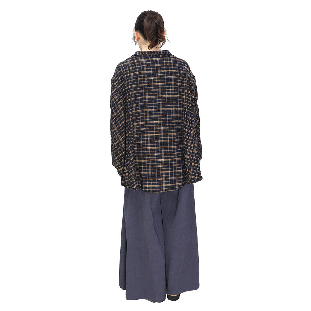 [Pre-order item] Giemon Kurume Kasuri deformed overshirt blouse G519 Made in Japan [2024aw]