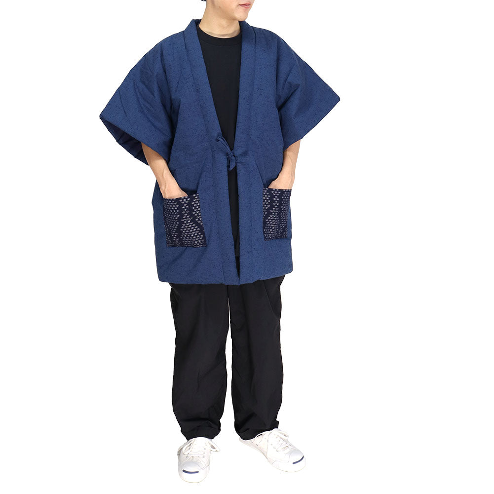 Giemon Giemon Unisex Kurume Kasuri Warm Cotton Poncho Hanten OM314 Yukata Made in Japan