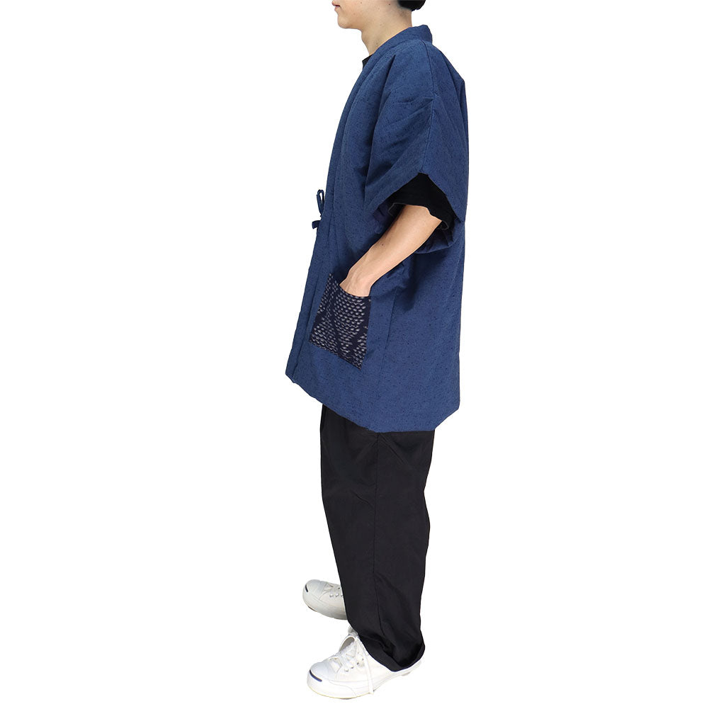 Giemon Giemon Unisex Kurume Kasuri Warm Cotton Poncho Hanten OM314 Yukata Made in Japan