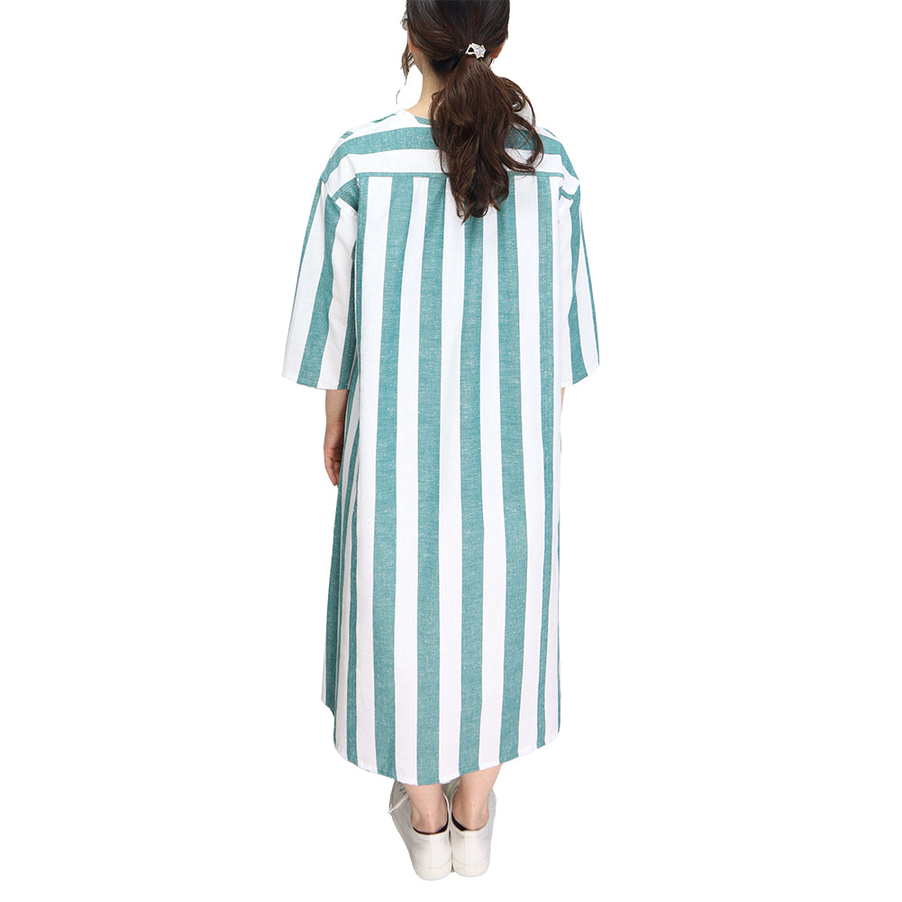 Giemon Giemon Kurume Kasuri 3/4 Sleeve Dress Y2146 Made in Japan