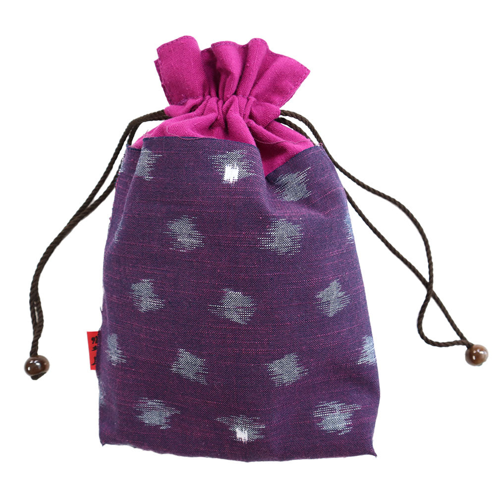 [Pre-order item] Giemon Kurume Kasuri Drawstring Bag, Lily of the Valley, Small Bag, Made in Japan [2024aw]