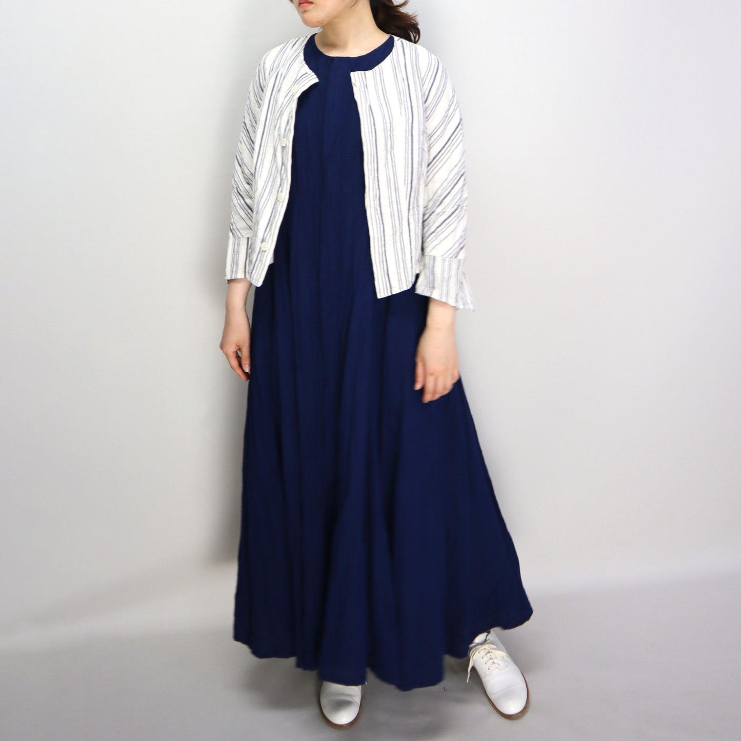 Giemon Giemon Kurume Kasuri Line Dress Dress G213 Made in Japan