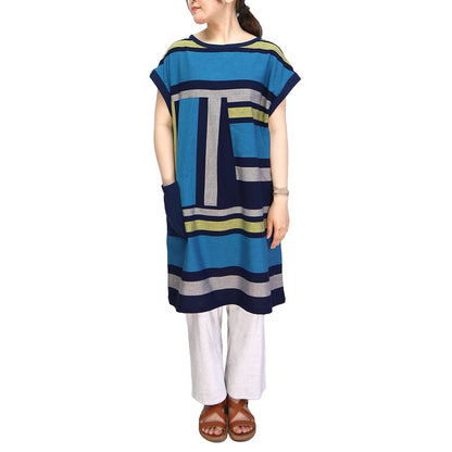 Giemon Giemon Giemon Kurume Kasuri Tunic One Piece Y2155 Made in Japan Spring Summer Free Shipping