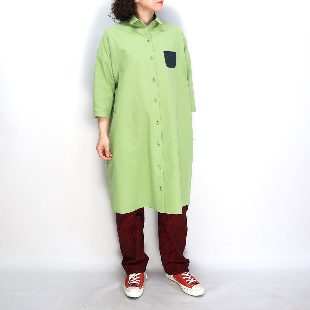 Giemon Giemon Kurume Kasuri 3/4 Sleeve Dress Y2096 Made in Japan