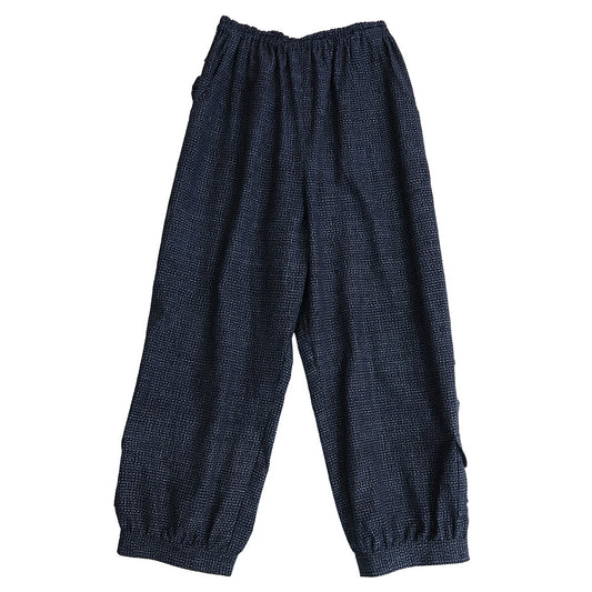 [Pre-order item] Giemon Giemon Kurume Kasuri frilled monpe-style pants Ka733 Made in Japan [2025ss]