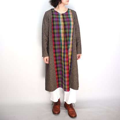 義右衛門 義右衛門粗花呢棉質長袖洋裝 R2044 久留米絣 日本製造 母親節