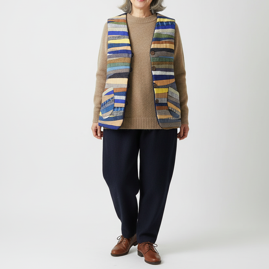 儀右ヱ門 ギエモン ぎえもん 久留米絣　ベスト　オ687　日本製　【2025-26gs】