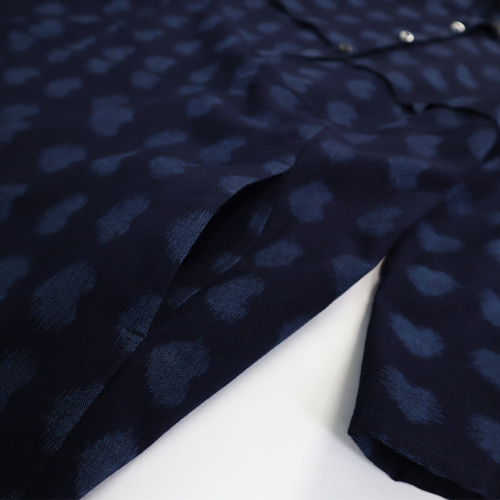 儀右ヱ門 ギエモン ぎえもん 久留米絣　スタンドカラー ワンピース  ソ239  日本製