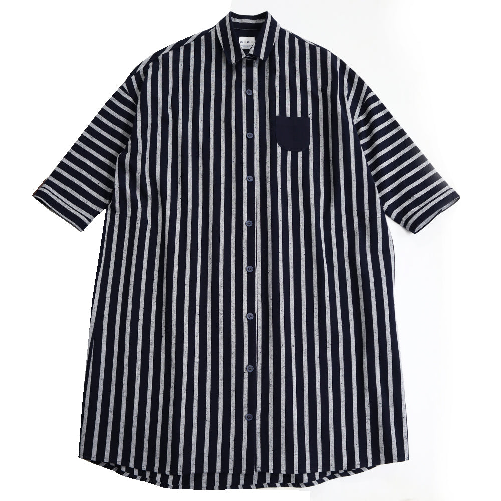 儀右ヱ門 ギエモン ぎえもん 久留米絣七分袖ワンピース  Y2096  日本製