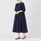 Giemon Giemon Kurume Kasuri Random Tuck Dress 3/4 Sleeve Shi219 Made in Japan
