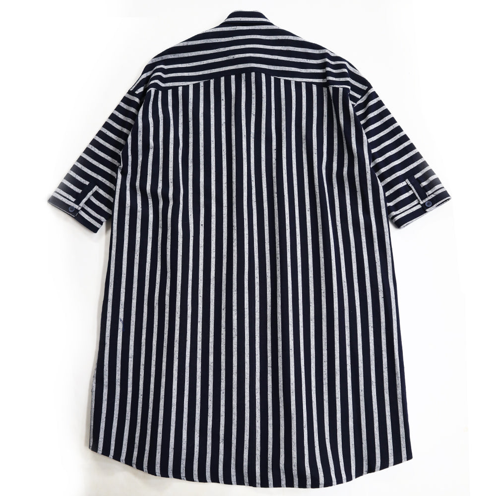 儀右ヱ門 ギエモン ぎえもん 久留米絣七分袖ワンピース  Y2096  日本製