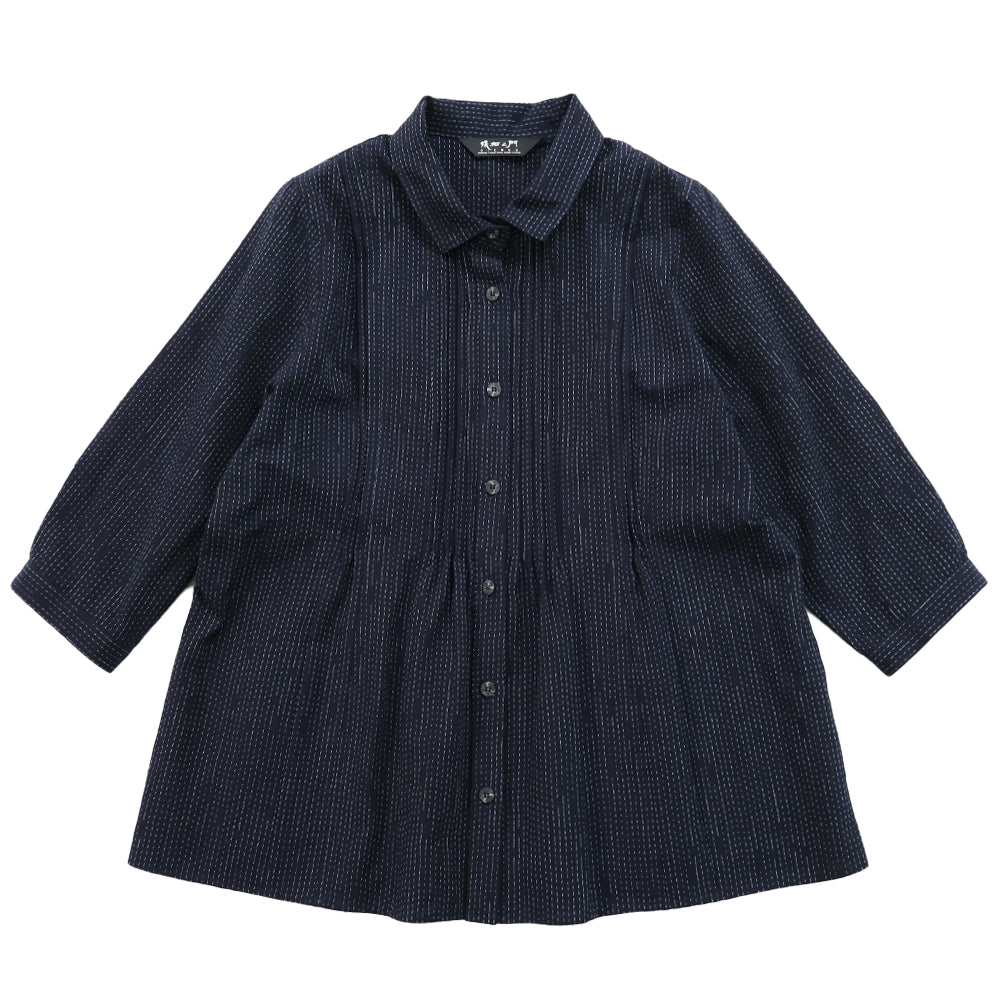 儀右ヱ門 ギエモン ぎえもん 久留米かすり 前開きブラウス セ517  日本製