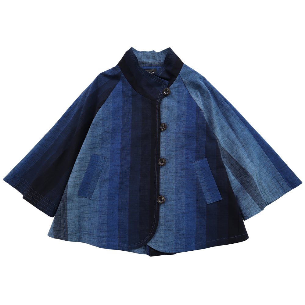 Giemon Giemon Giemon Kurume Kasuri Lined Jacket Poncho Ke152 Made in Japan