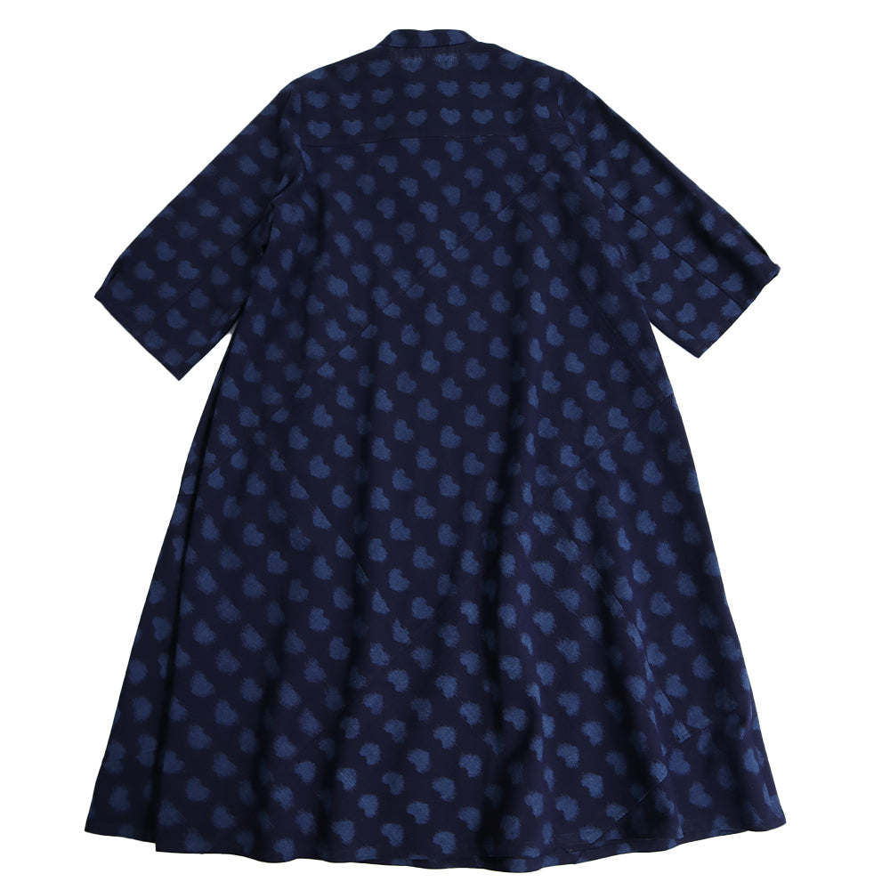 儀右ヱ門 ギエモン ぎえもん 久留米絣　スタンドカラー ワンピース  ソ239  日本製