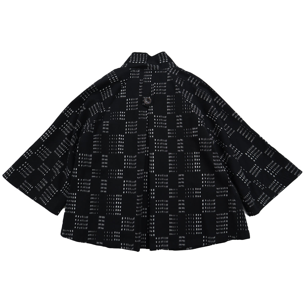 Giemon Giemon Giemon Kurume Kasuri Lined Jacket Poncho Ke152 Made in Japan