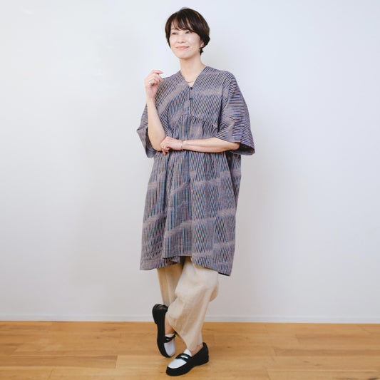 【予約商品】儀右ヱ門  久留米絣  ブラウス　タ553  日本製【2026ss】