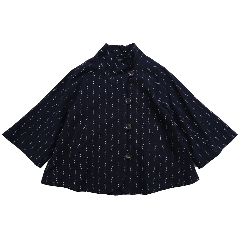 Giemon Giemon Giemon Kurume Kasuri Lined Jacket Poncho Ke152 Made in Japan