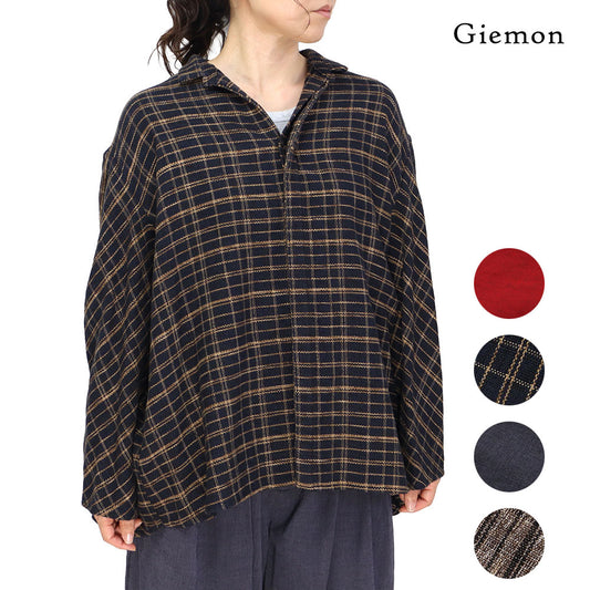 Giemon Kurume Kasuri Deformed Overshirt Blouse G519 Made in Japan [2024aw]