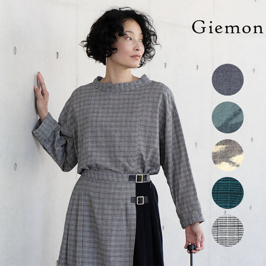 [Pre-order item] Giemon Kurume Kasuri pullover blouse G520 Made in Japan [2024aw]