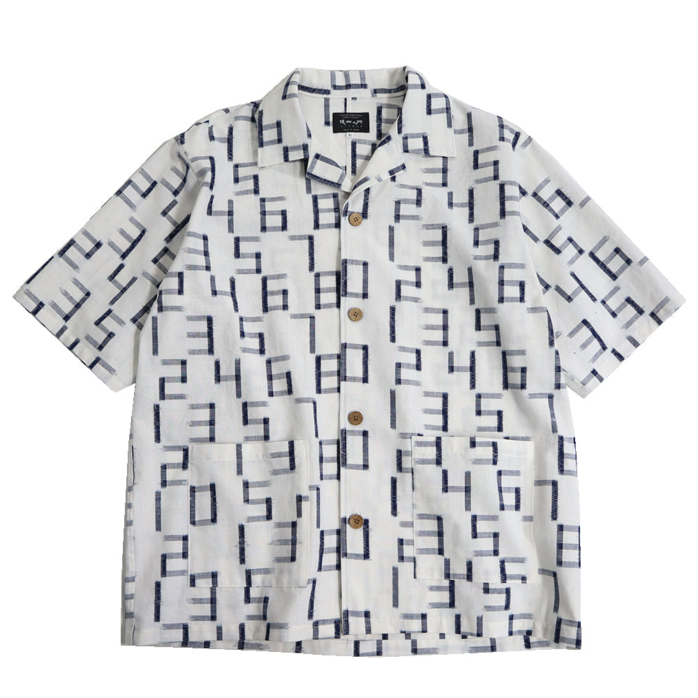 儀右衛門　絣ブラウス　白系 ブラウス – 久留米絣の儀右ヱ門