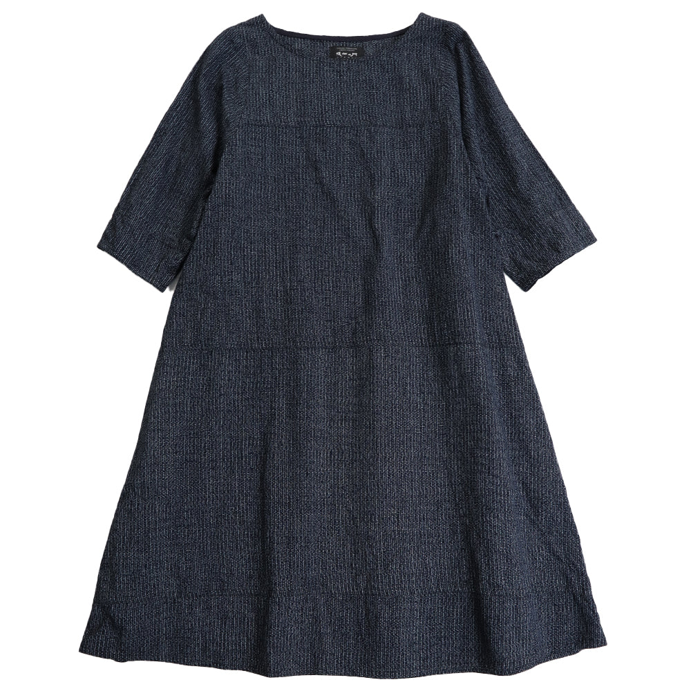 Giemon Giemon 3/4 Sleeve Dress So240 Kurume Kasuri Made in Japan Mother's Day