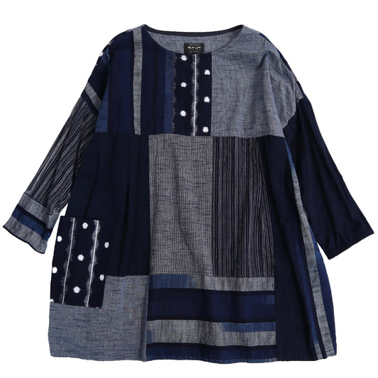 儀右ヱ門 ギエモン ぎえもん 久留米絣パッチワークブラウス ソ589 日本製