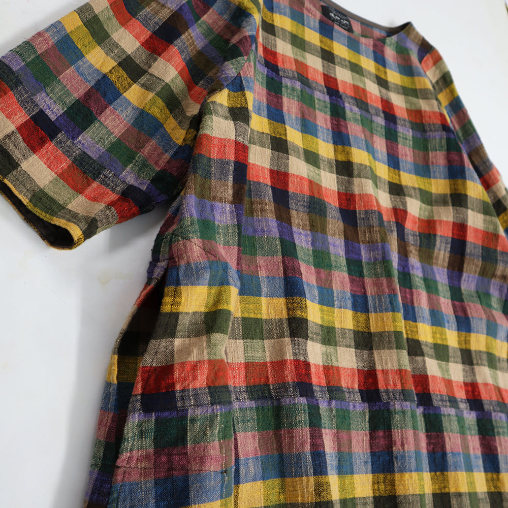 Giemon Giemon 3/4 Sleeve Dress So240 Kurume Kasuri Made in Japan Mother's Day