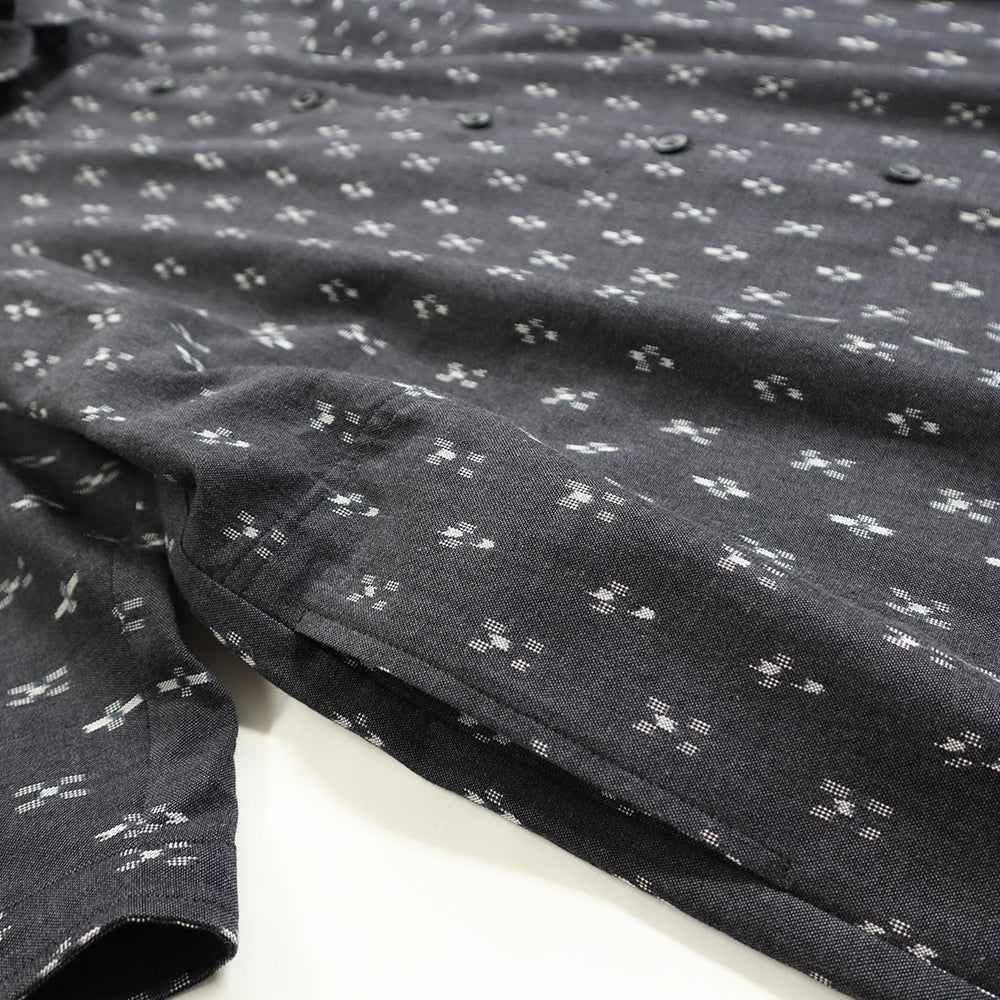 儀右ヱ門 ギエモン ぎえもん 久留米絣七分袖ワンピース  Y2096  日本製