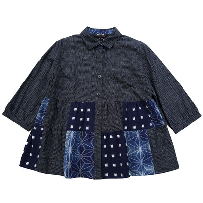 儀右ヱ門 ギエモン ぎえもん 久留米絣パッチブラウス コ567 日本製【as】