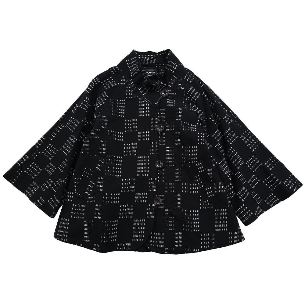 Giemon Giemon Giemon Kurume Kasuri Lined Jacket Poncho Ke152 Made in Japan