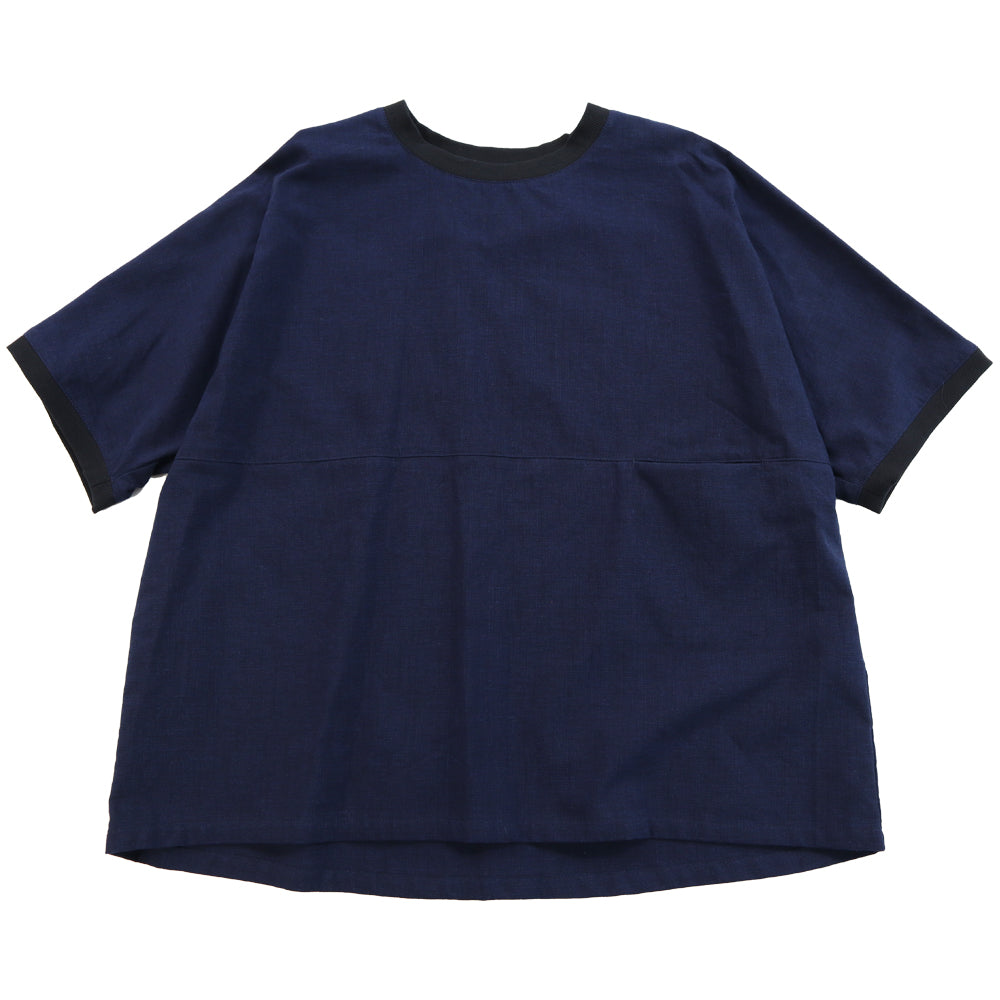 儀右ヱ門 ギエモン ぎえもん 久留米絣 ドルマンスリーブTシャツ ブラウス　Y5168 日本製