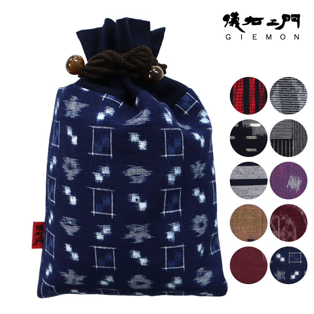 [Pre-order item] Giemon Kurume Kasuri Drawstring Bag, Lily of the Valley, Small Bag, Made in Japan [2024aw]