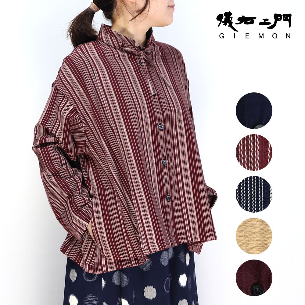 Giemon Kurume Kasuri A-line Blouse Ta527 Made in Japan [2024aw]