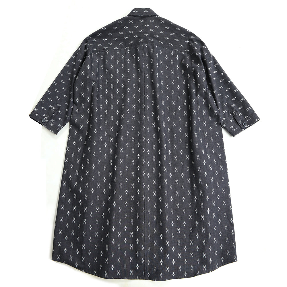 儀右ヱ門 ギエモン ぎえもん 久留米絣七分袖ワンピース  Y2096  日本製