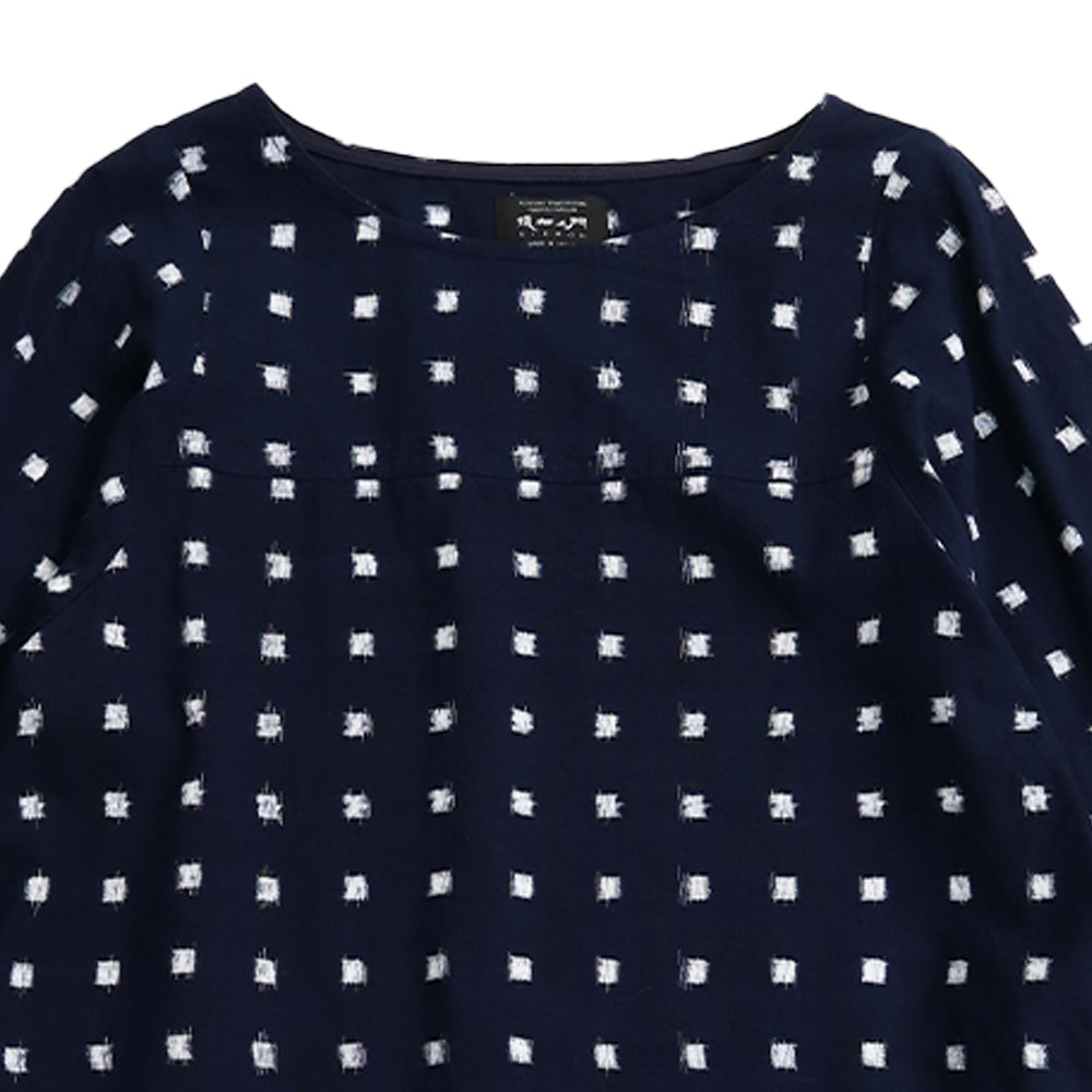 Giemon Giemon 3/4 Sleeve Dress So240 Kurume Kasuri Made in Japan Mother's Day