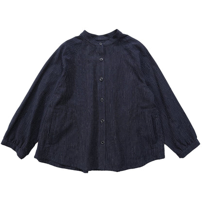 吉右衛門 吉右衛門 吉右衛門 久留米笠 開襟襯衫 Ta532 日本製